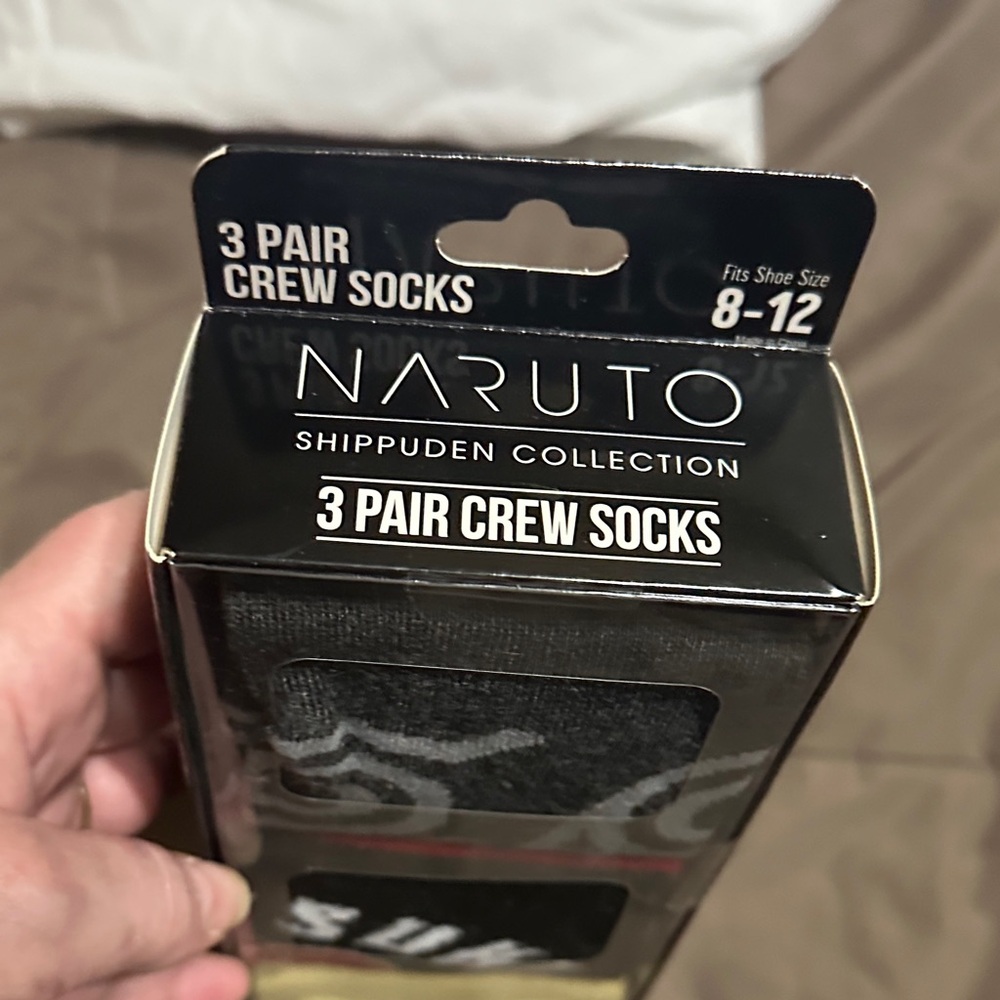 Bioworld Naruto Shippuden Black Crew Socks - 3 Pair Pack
